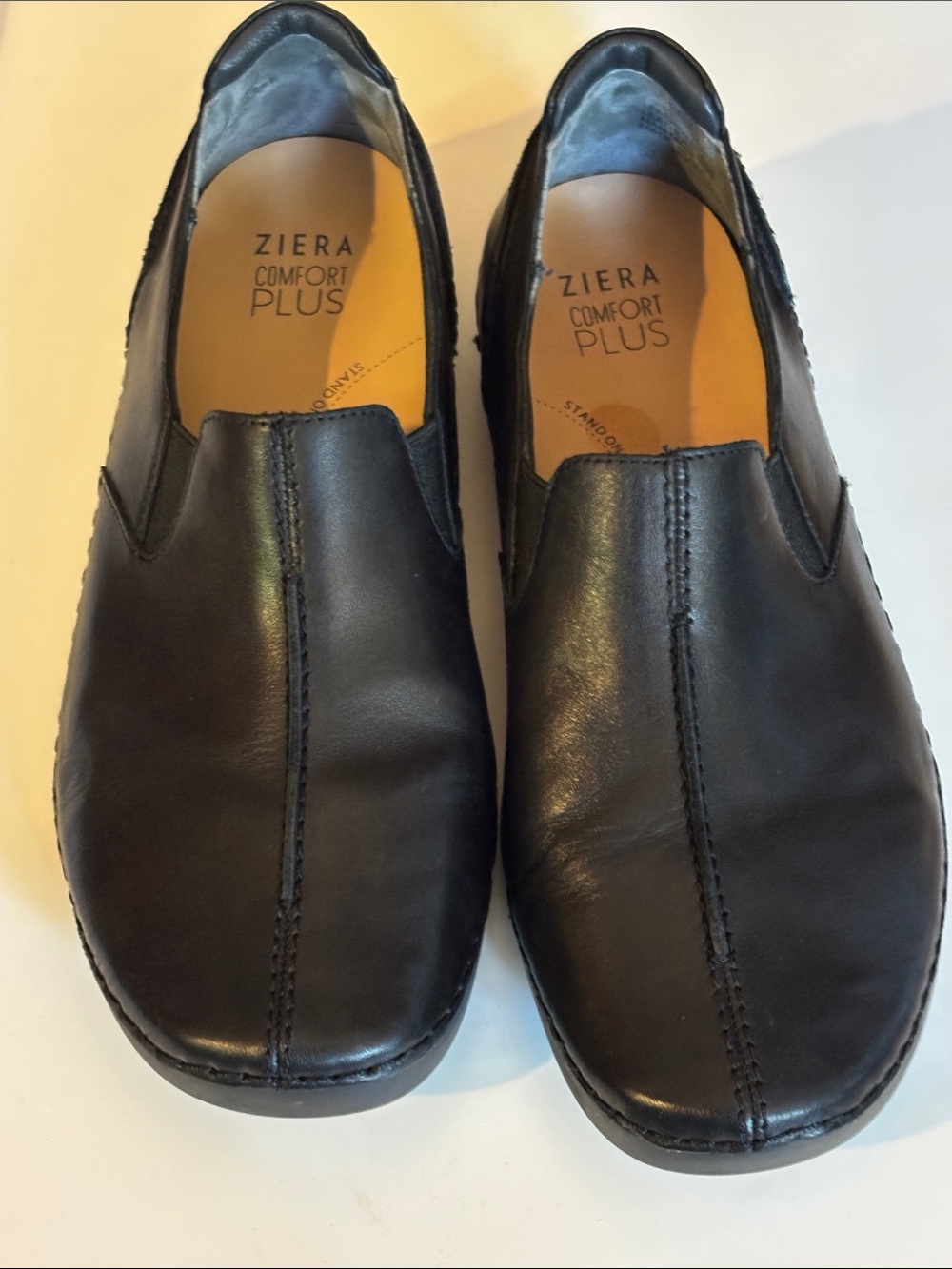 Ziera Java Black Leather Comfort Shoes Orthotic Friendly Slip On Size 38 XW